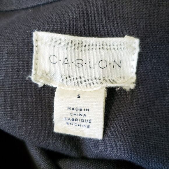 Caslon Linen Blend Jacket Size Small Gray Snap Button Pockets Light Utility - Picture 9 of 10